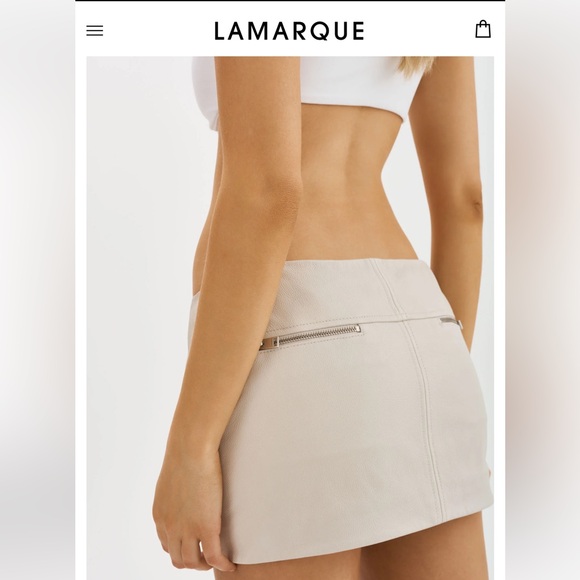 Lamarque Krissy Leather Mini Skirt Size XS Color: Bone/Winter White/Mocha - Picture 9 of 17